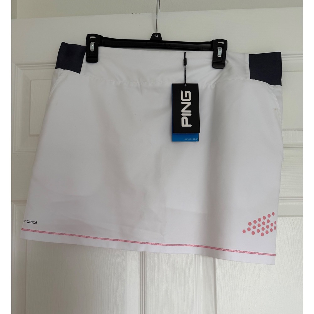 Ping SensorCool Golf Skort White Black Pink XL 14S7014 Moisture Wicking UV Skirt